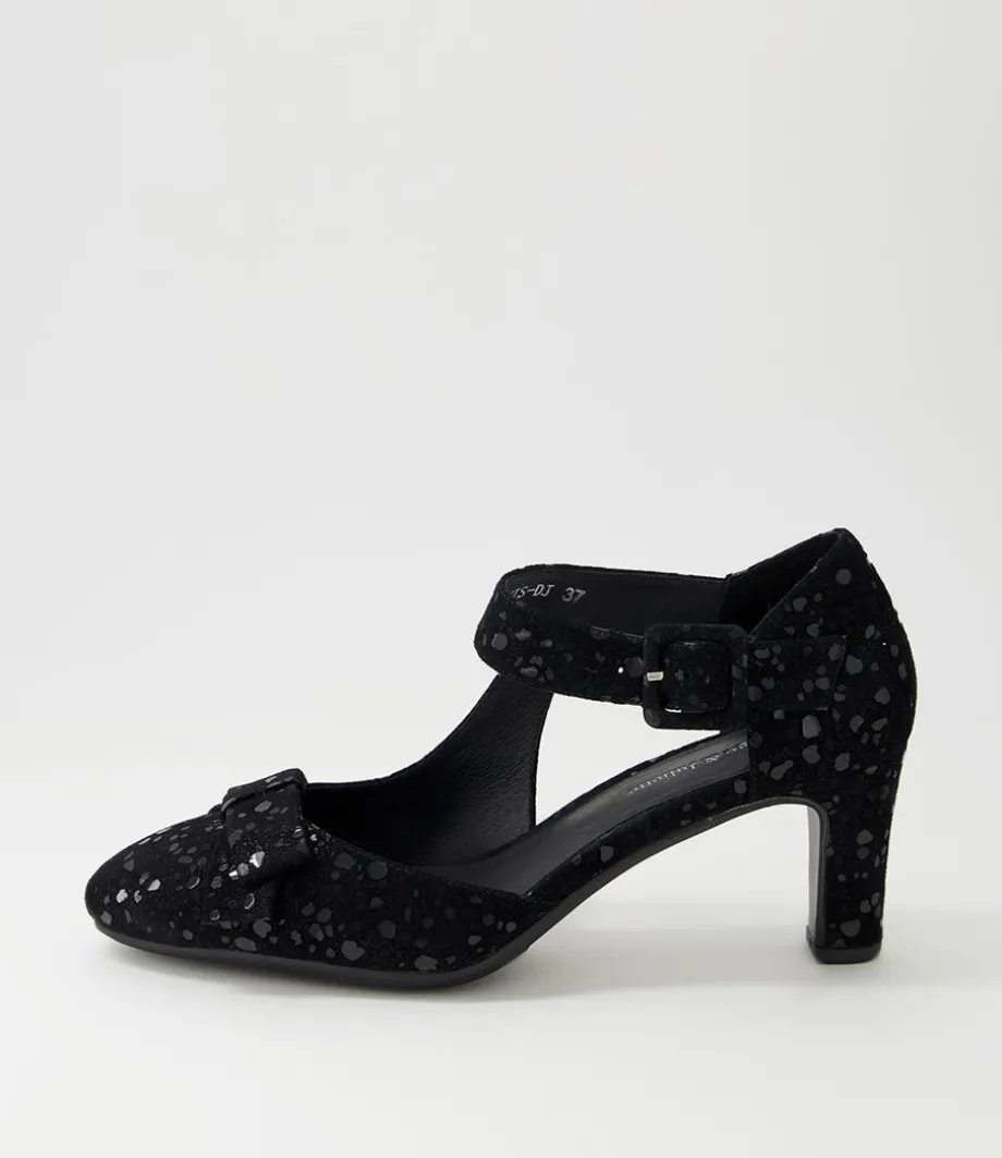 Tunis Black Sparkle Suede Mary Jane Heels<DJANGO & JULIETTE Cheap