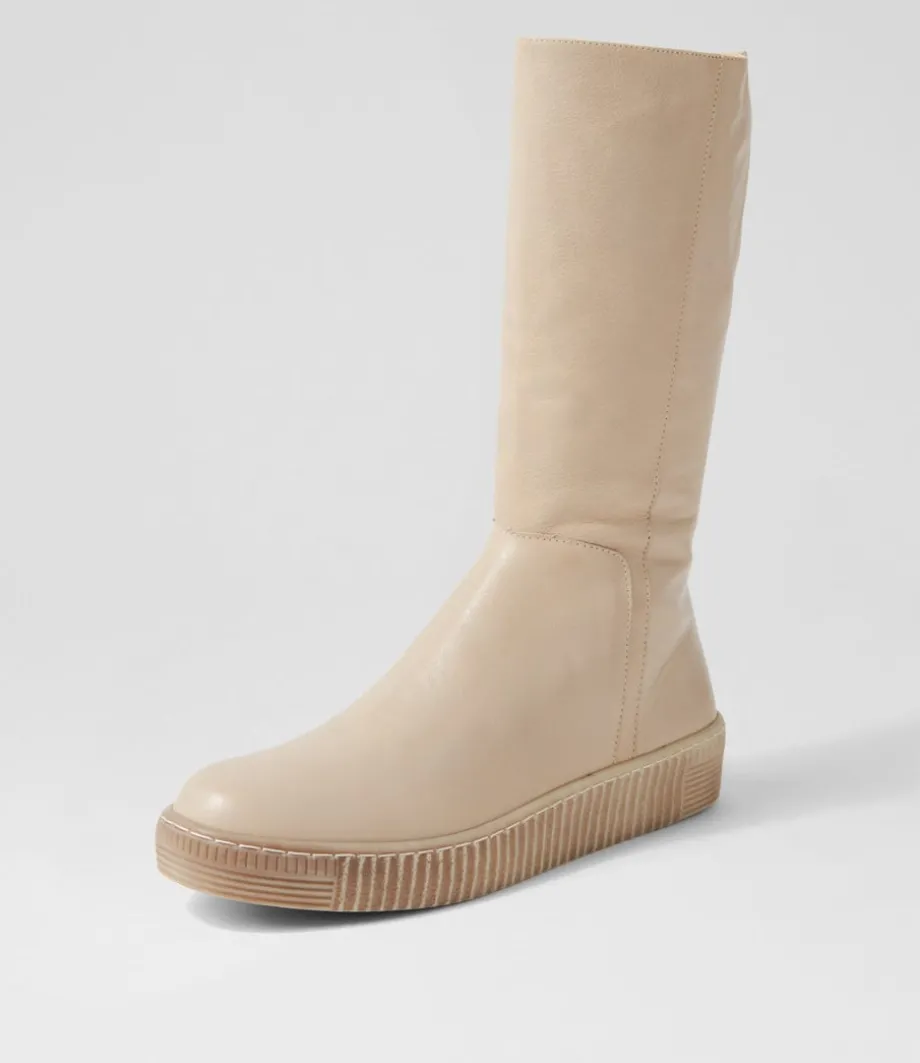 Tyrese Almond Leather Calf Boots<DJANGO & JULIETTE Hot