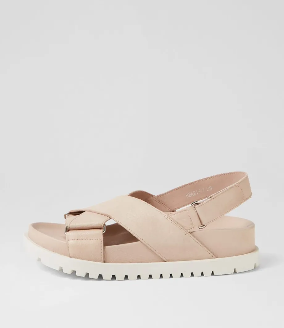 Ubari Nude White Leather Sandals<DJANGO & JULIETTE Clearance