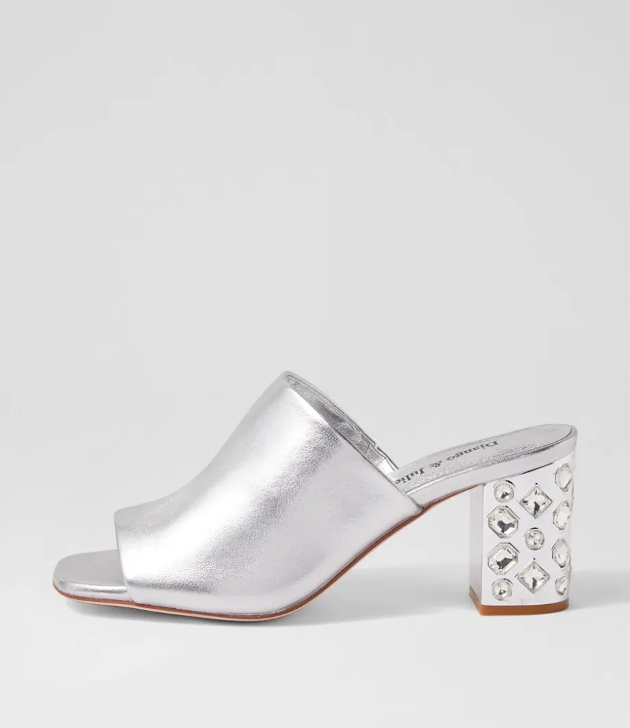 Ublue Silver Leather Mules<DJANGO & JULIETTE Best Sale