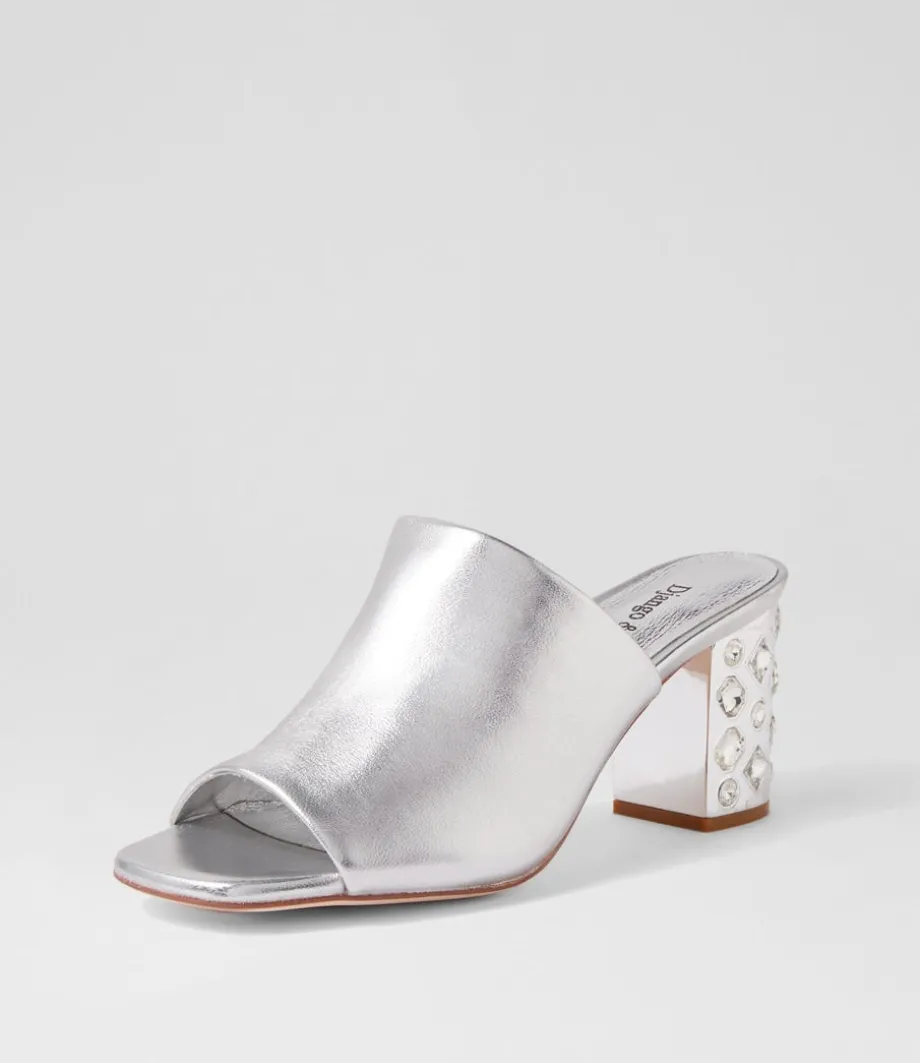 Ublue Silver Leather Mules<DJANGO & JULIETTE Best Sale