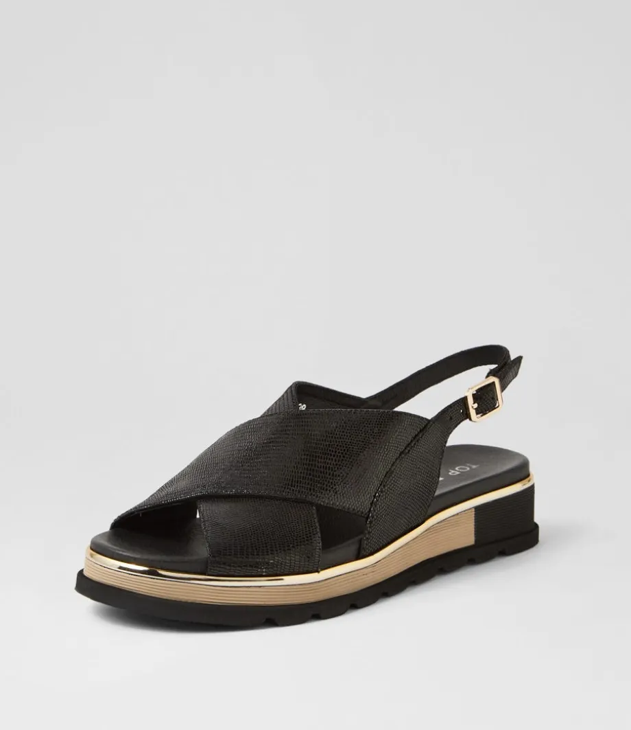 Ulrika Black Lizard Leather Sandals<TOP END Online
