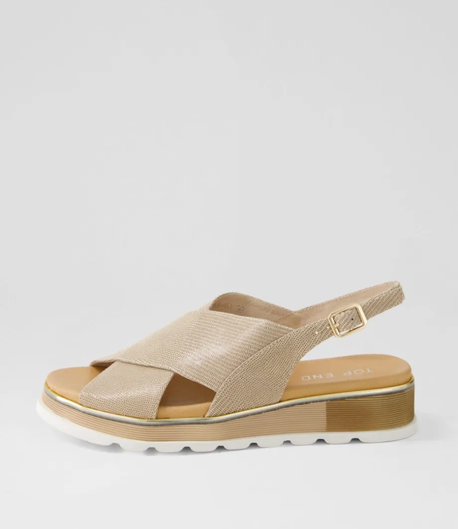 Ulrika Taupe Lizard Leather Sandals<TOP END Best