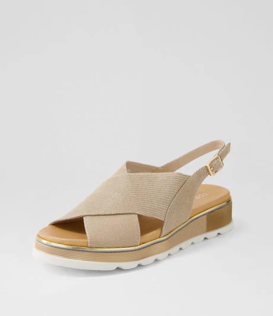 Ulrika Taupe Lizard Leather Sandals<TOP END Best