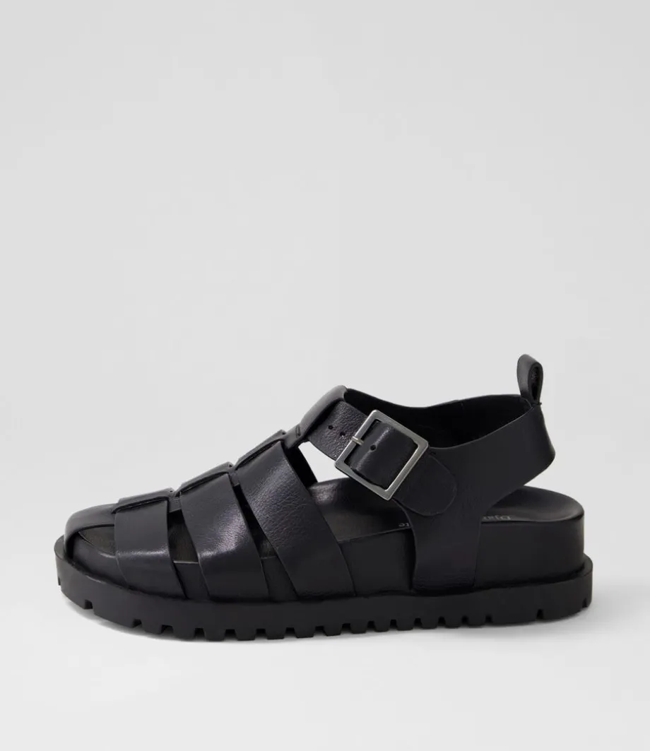 Ulycia Black Leather Sandals<DJANGO & JULIETTE Cheap