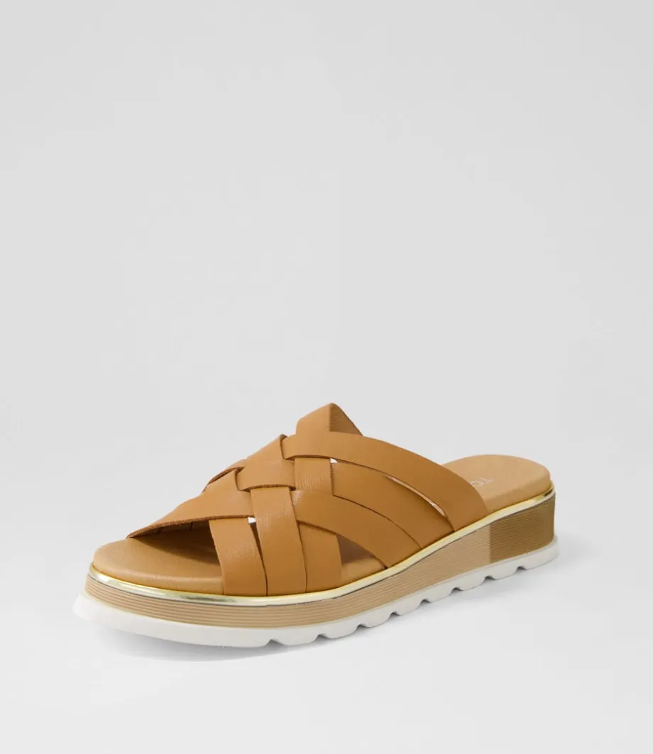 Ulysza Dark Tan Leather Slides<TOP END Outlet
