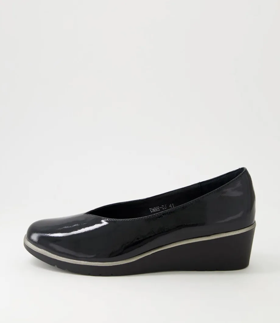 Umme Black Patent Leather Wedge Heels<DJANGO & JULIETTE Best