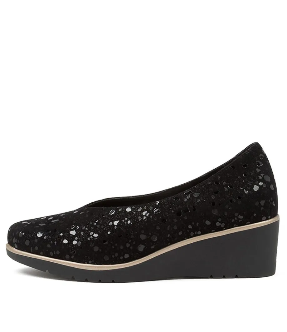 Umme Black Sparkle Suede Wedges<DJANGO & JULIETTE Online