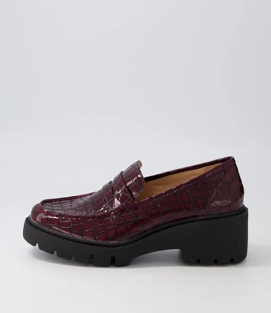 Unice Shiraz Black Patent Croc Leather Heels<DJANGO & JULIETTE Outlet