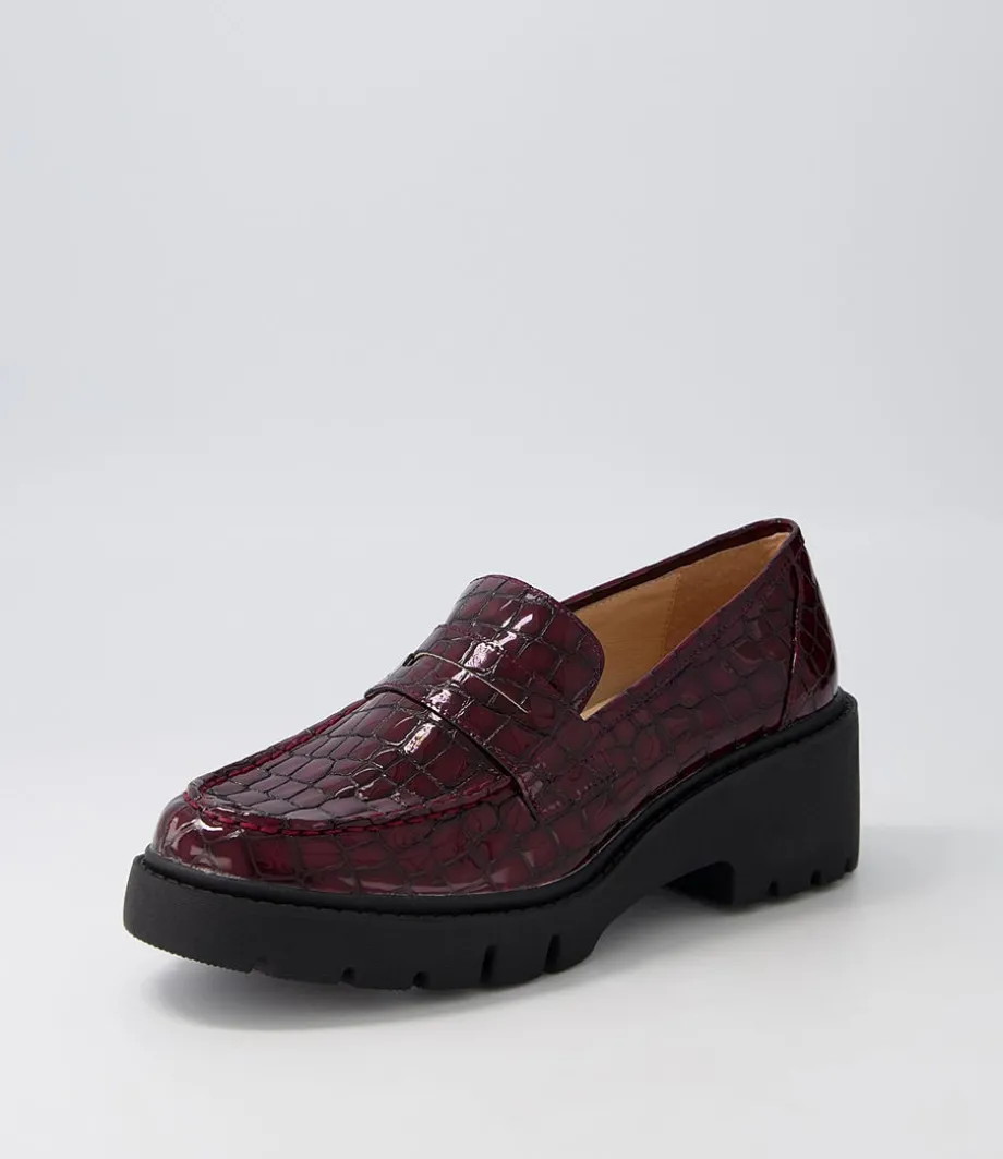 Unice Shiraz Black Patent Croc Leather Heels<DJANGO & JULIETTE Outlet