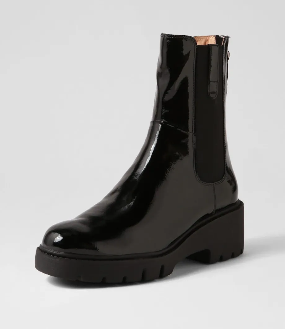 Unita Black Patent Leather Chelsea Boots<DJANGO & JULIETTE Sale
