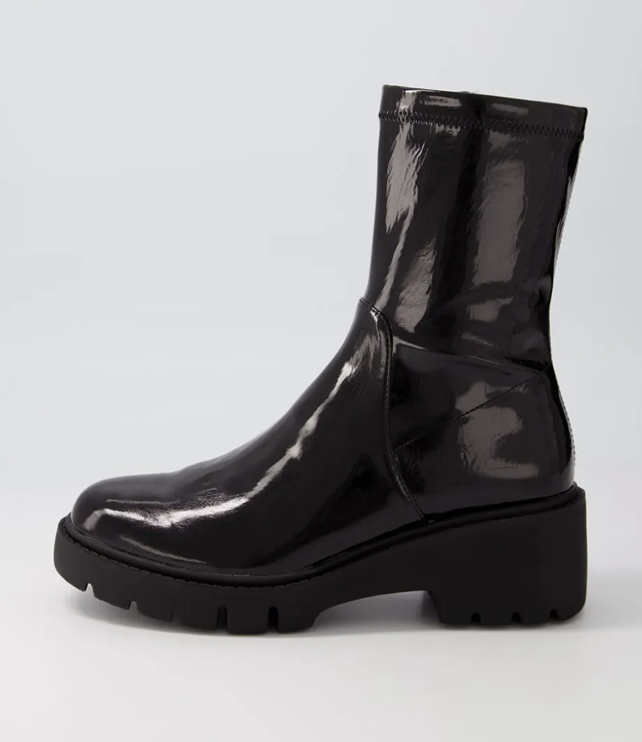 Urina Black Stretch Patent Pu Ankle Boots<DJANGO & JULIETTE Flash Sale