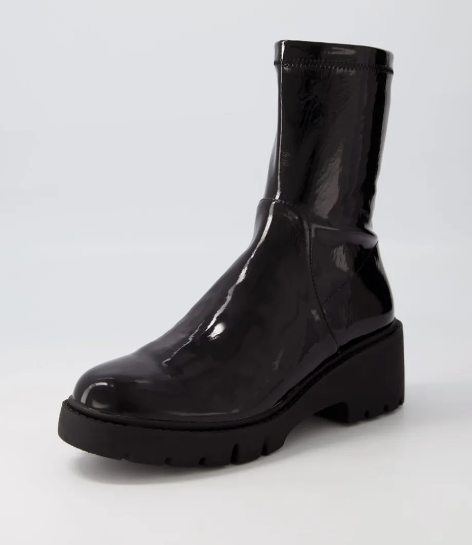 Urina Black Stretch Patent Pu Ankle Boots<DJANGO & JULIETTE Flash Sale