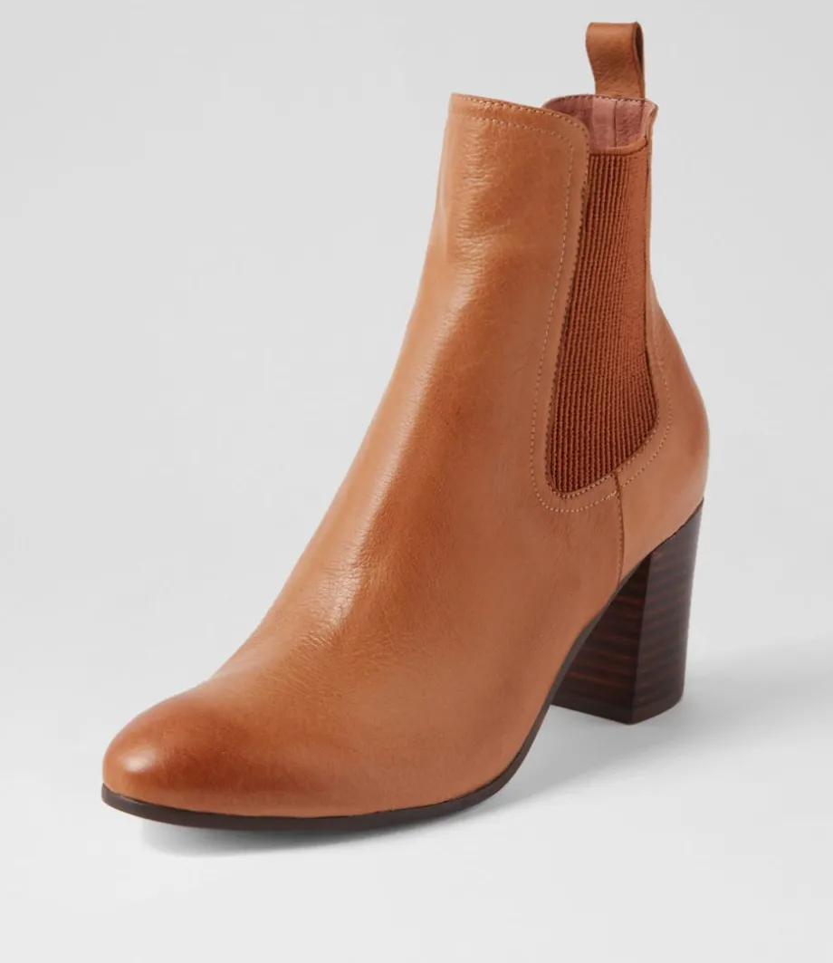 Usset Cognac Choc Elastic Leather Ankle Boots<TOP END Outlet