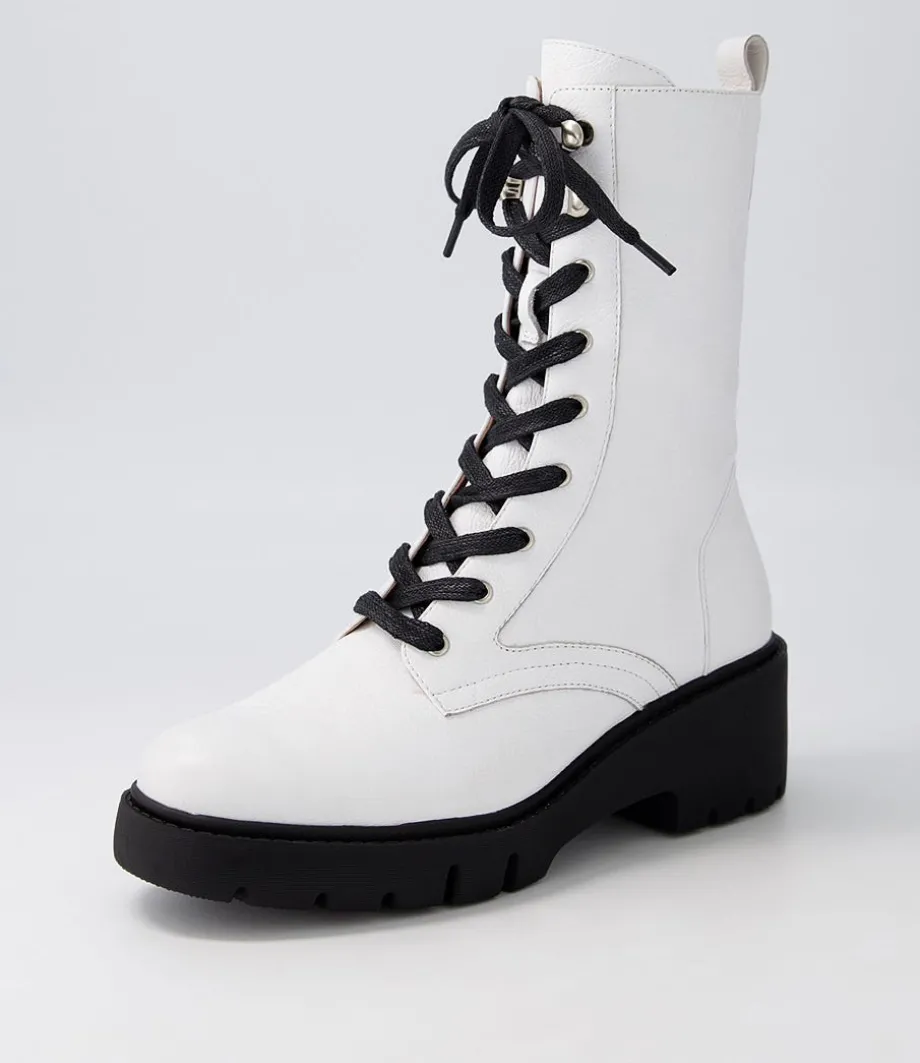 Ustern White Black Leather Calf Boots<DJANGO & JULIETTE Outlet