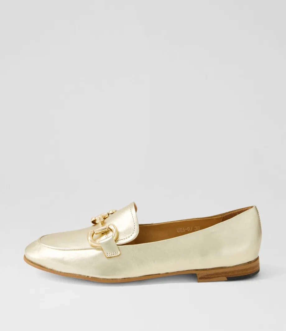 Uta Pale Gold Leather Loafers<DJANGO & JULIETTE Shop