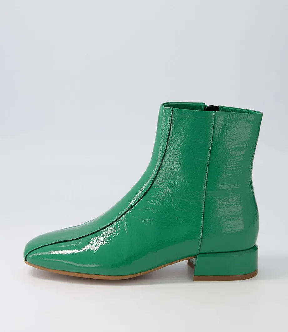 Vamee Dark Emerald Patent Leather Ankle Boots<DJANGO & JULIETTE Hot