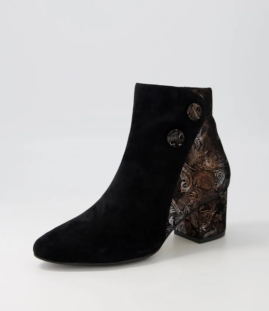 Veyda Xw Black Bronze Paisely Ankle Boots<ZIERA Best