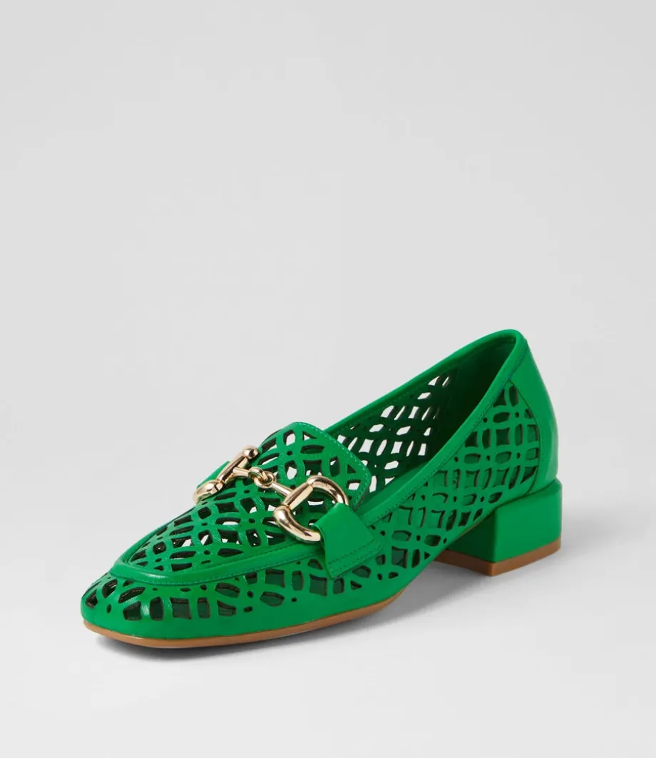 Vilis Bright Emerald Leather Heels<DJANGO & JULIETTE Hot