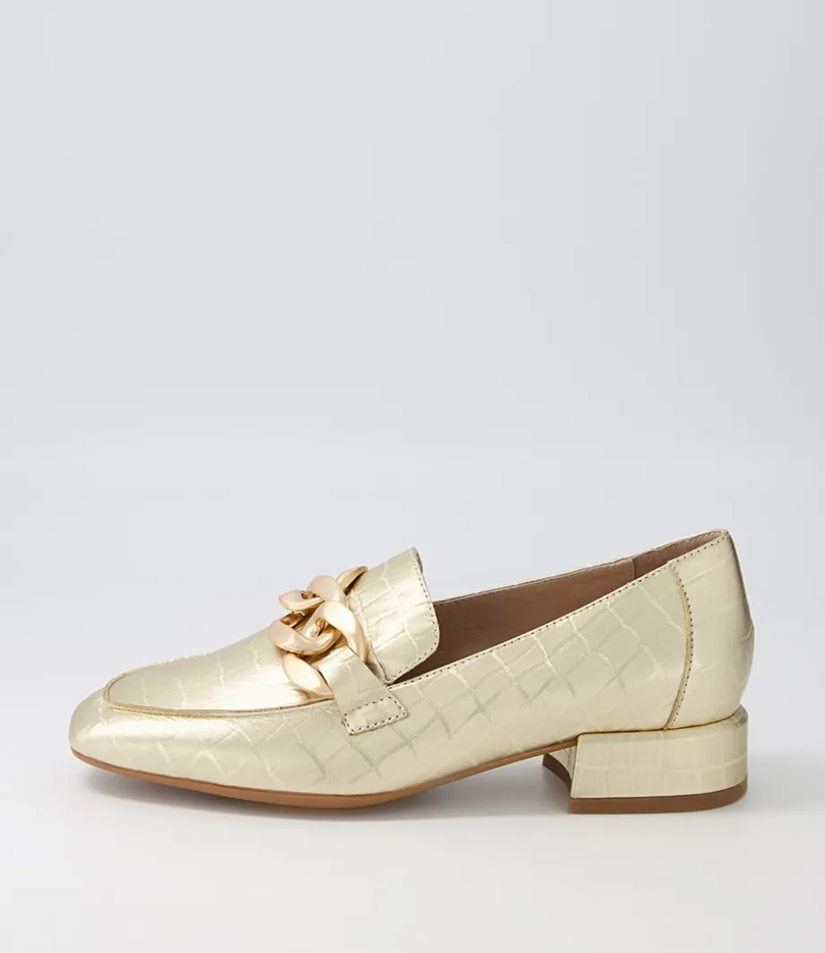 Vivandy Gold Croc Leather Heels<DJANGO & JULIETTE Online