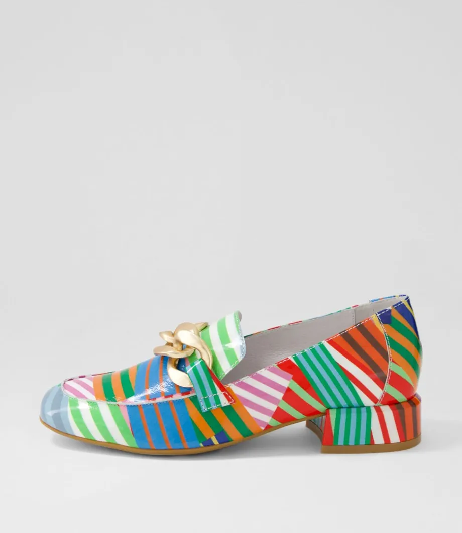 Vivandy Stripe Multi Patent Leather Heels<DJANGO & JULIETTE New