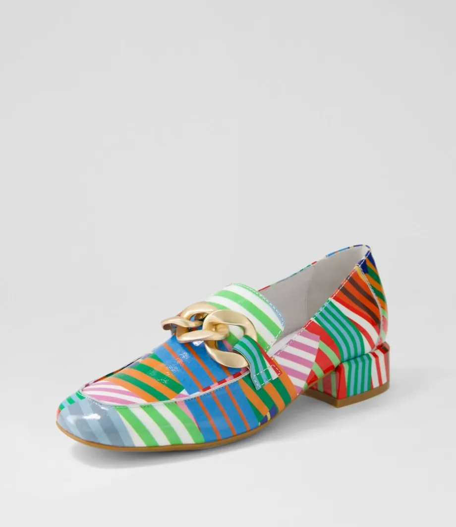 Vivandy Stripe Multi Patent Leather Heels<DJANGO & JULIETTE New