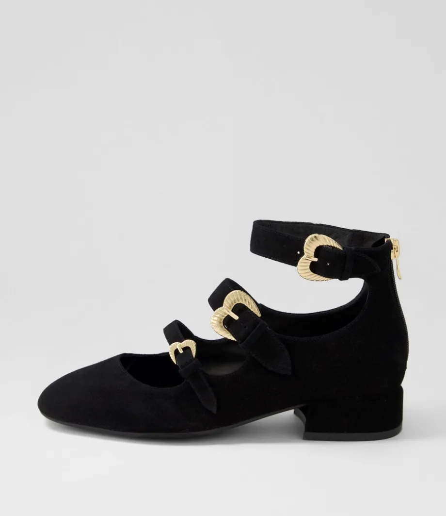 Voslo Black Suede Heels<DJANGO & JULIETTE Clearance