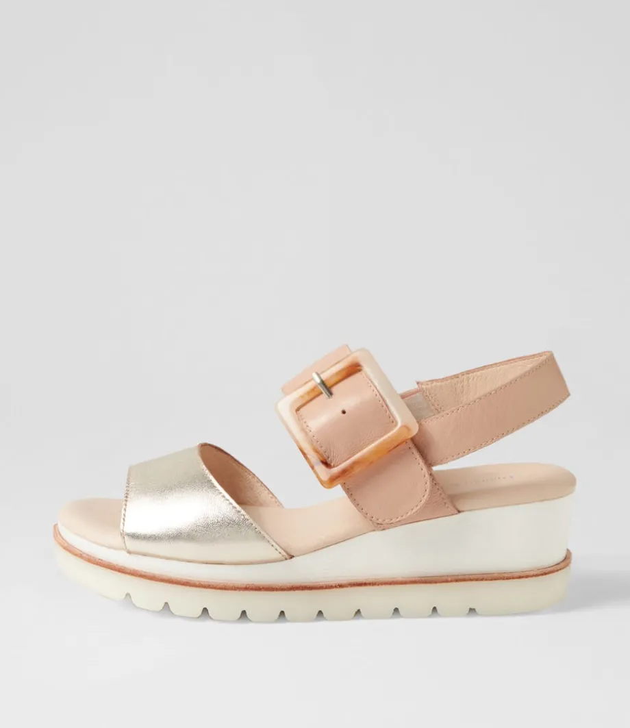 Wacie Pale Gold Dark Nude Leather Sandals<DJANGO & JULIETTE Flash Sale