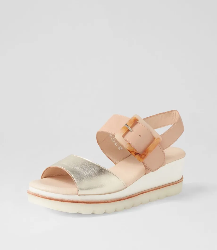 Wacie Pale Gold Dark Nude Leather Sandals<DJANGO & JULIETTE Flash Sale