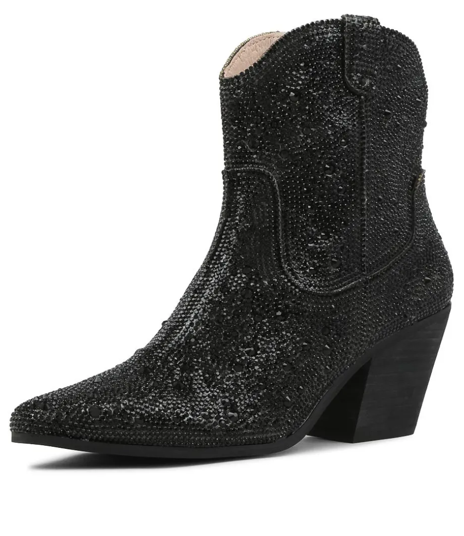 Wagon Black Jewel Fabric Ankle Boots Bh<DJANGO & JULIETTE Outlet