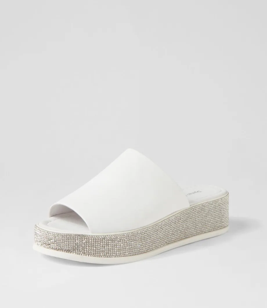 Waidest White Leather Slides<DJANGO & JULIETTE Best Sale