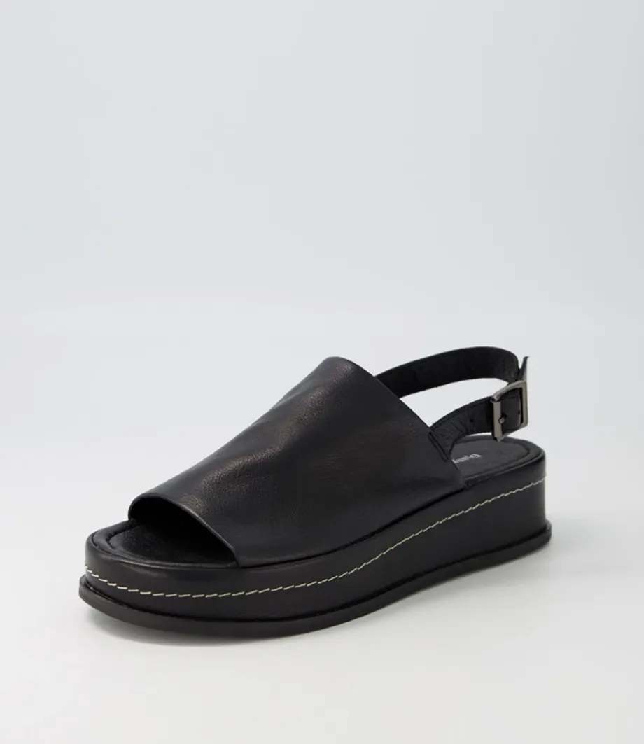 Walsat Black Leather Sandals<DJANGO & JULIETTE Discount