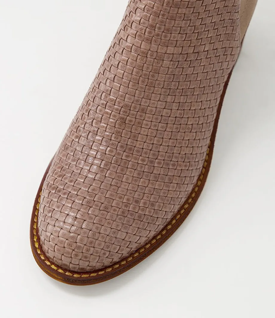 werson_taupe_weave_leather_ankle_boots_3.webp Werson Taupe Weave Leather Ankle Boots<DJANGO & JULIETTE Hot