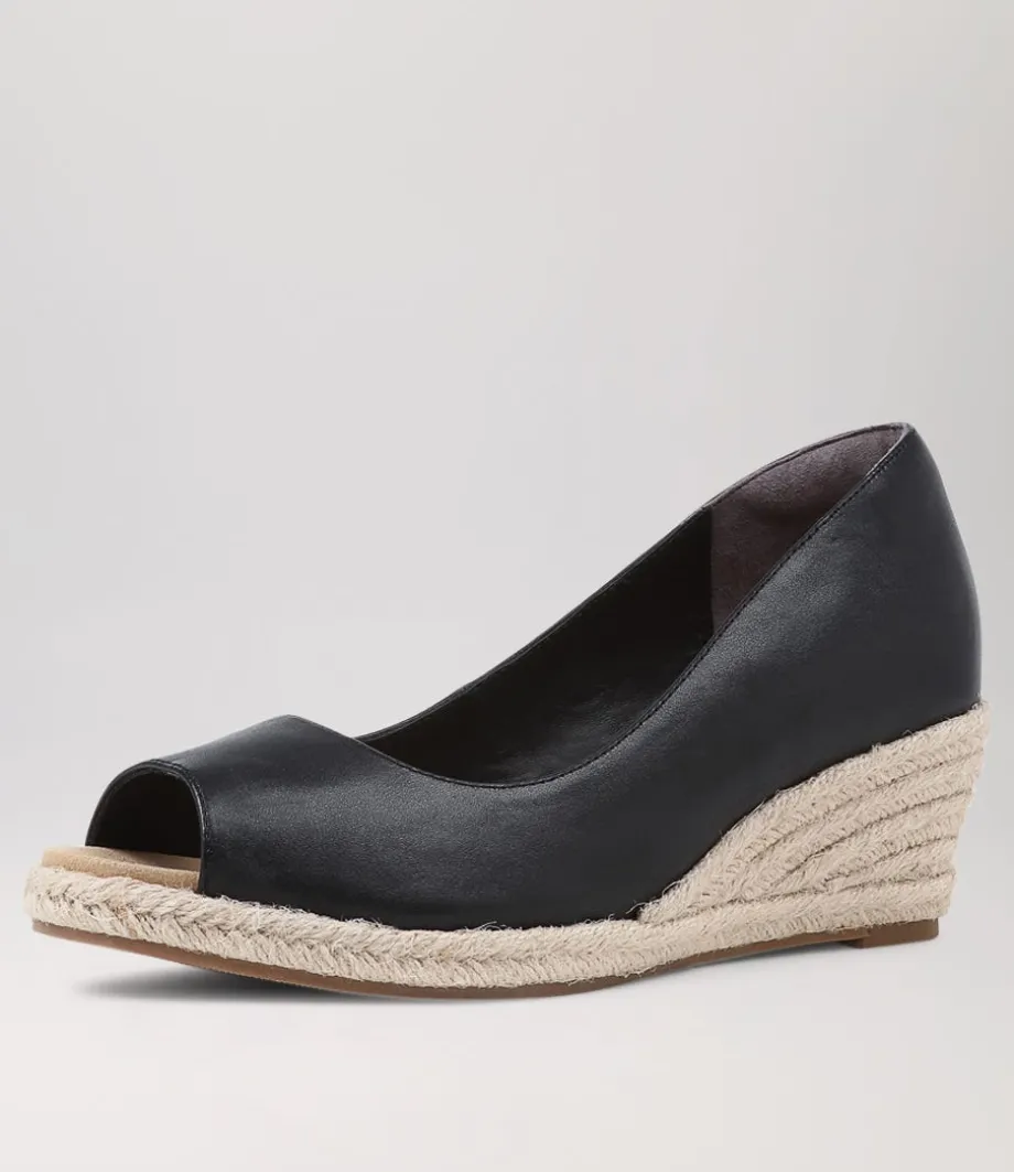 Whispa W Black Leather Espadrilles<ZIERA Hot