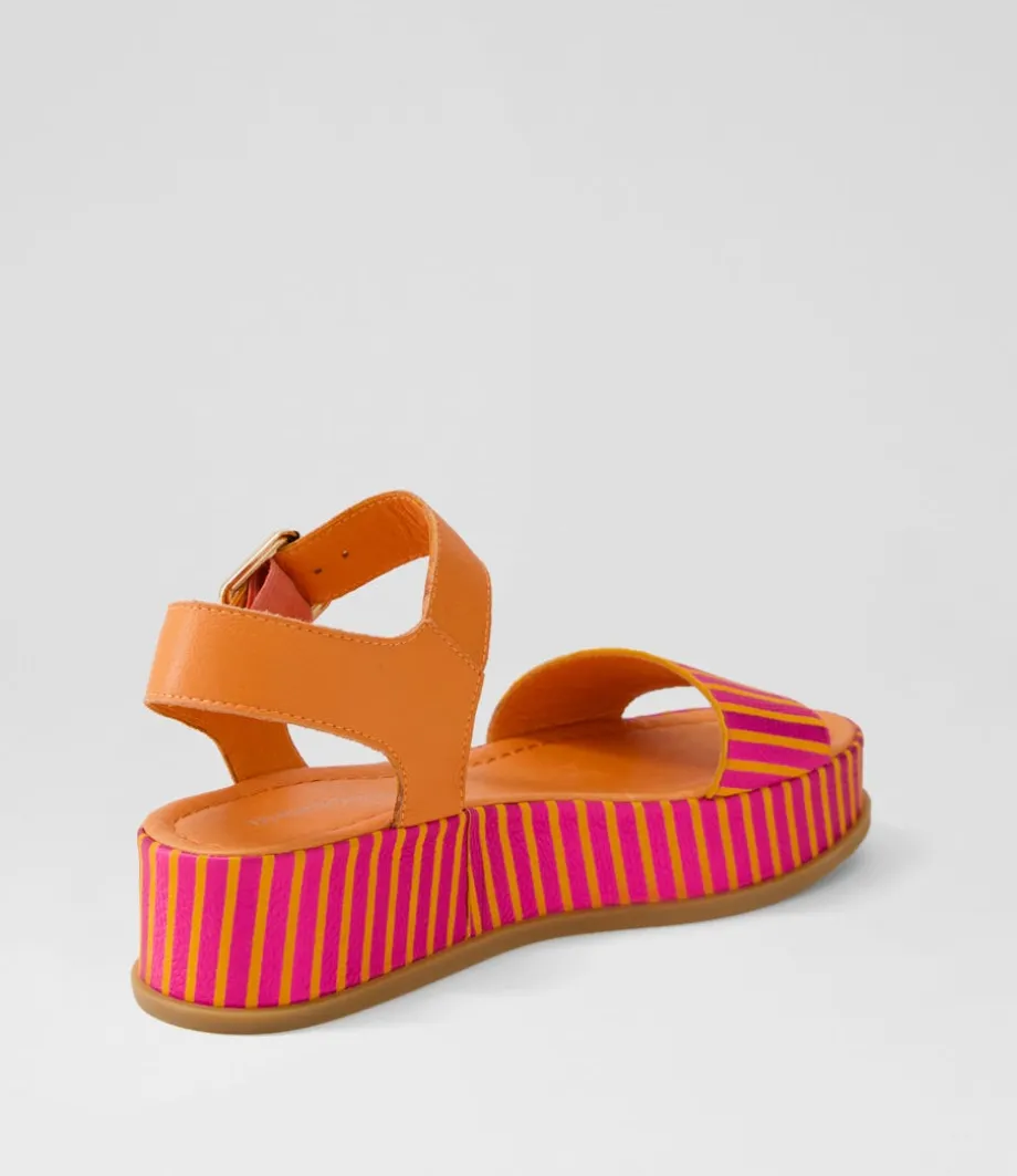 wilburt_fuchsia_orange_stripe_leather_sandals_2.webp Wilburt Fuchsia Orange Stripe Leather Sandals<DJANGO & JULIETTE Flash Sale