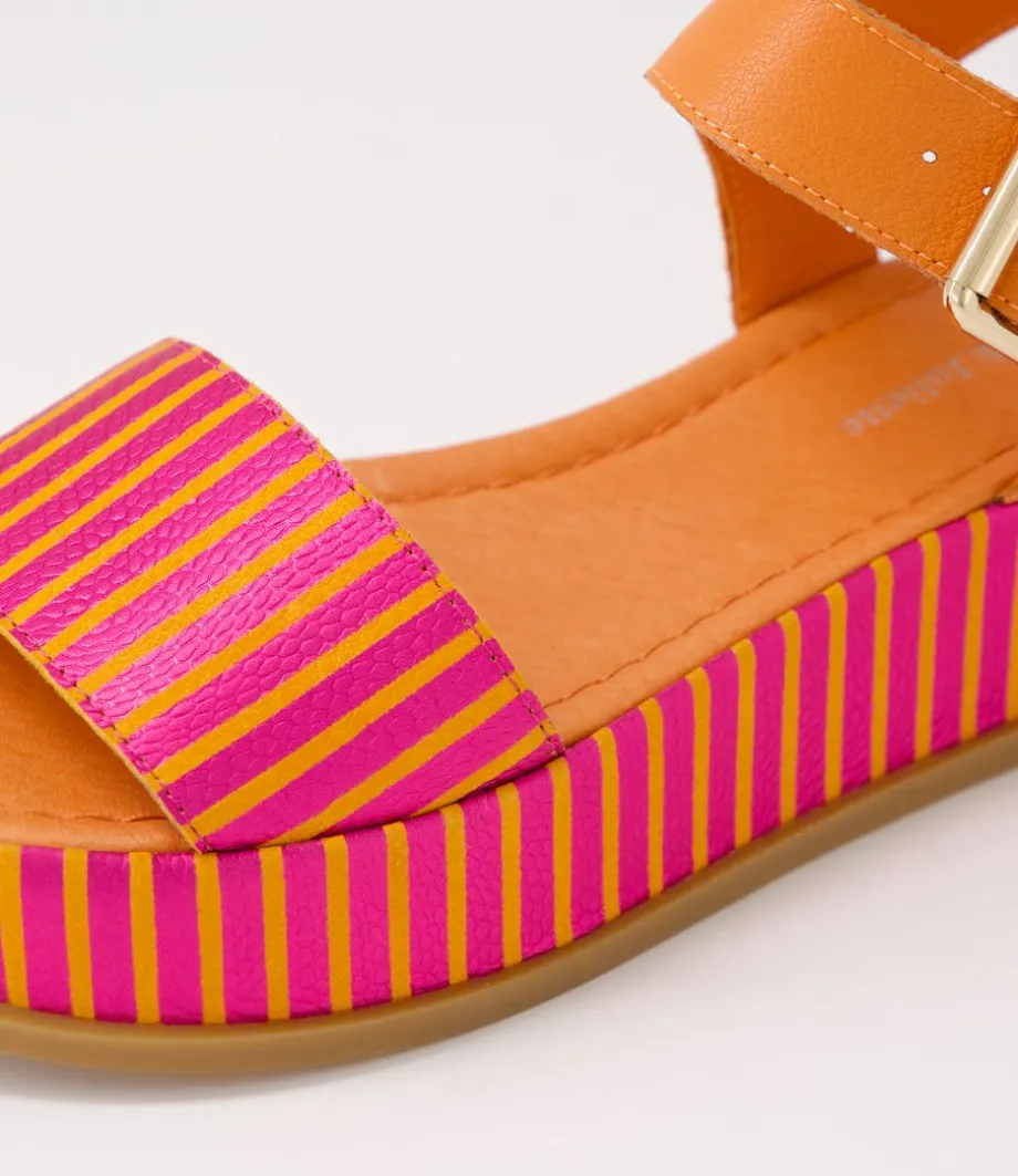 wilburt_fuchsia_orange_stripe_leather_sandals_4.webp Wilburt Fuchsia Orange Stripe Leather Sandals<DJANGO & JULIETTE Flash Sale