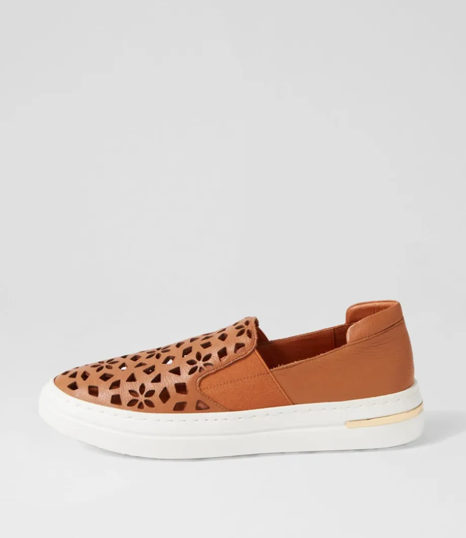 Willett Dark Tan White Leather Elastic Sneakers<DJANGO & JULIETTE Best
