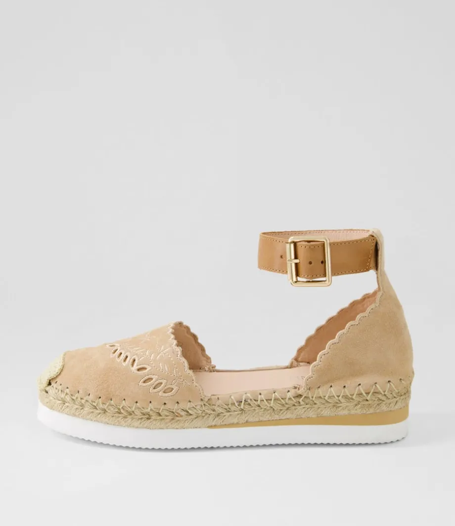 Witteny Latte Tan Suede Leather Espadrilles<TOP END Online