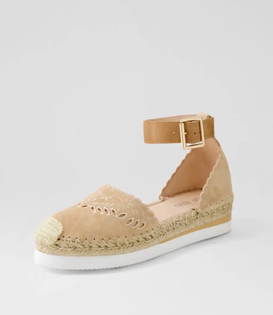 Witteny Latte Tan Suede Leather Espadrilles<TOP END Online