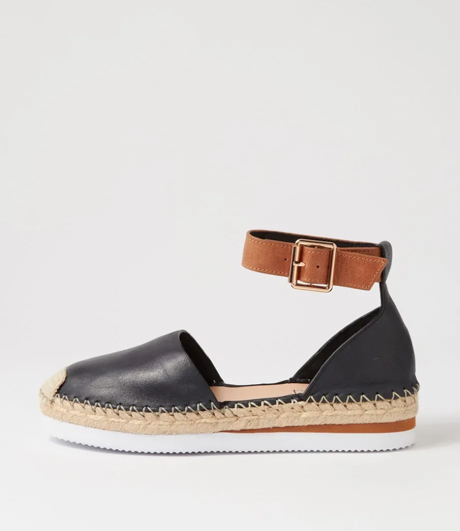 Wolver Black Tan Leather Espadrilles<TOP END New