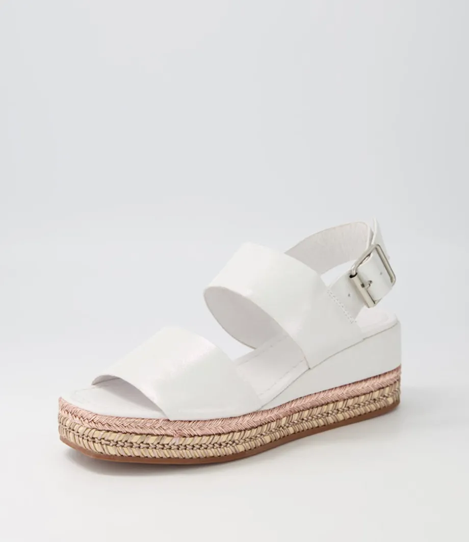 Xabbie White Shimmer Leather Espadrilles<DJANGO & JULIETTE Outlet