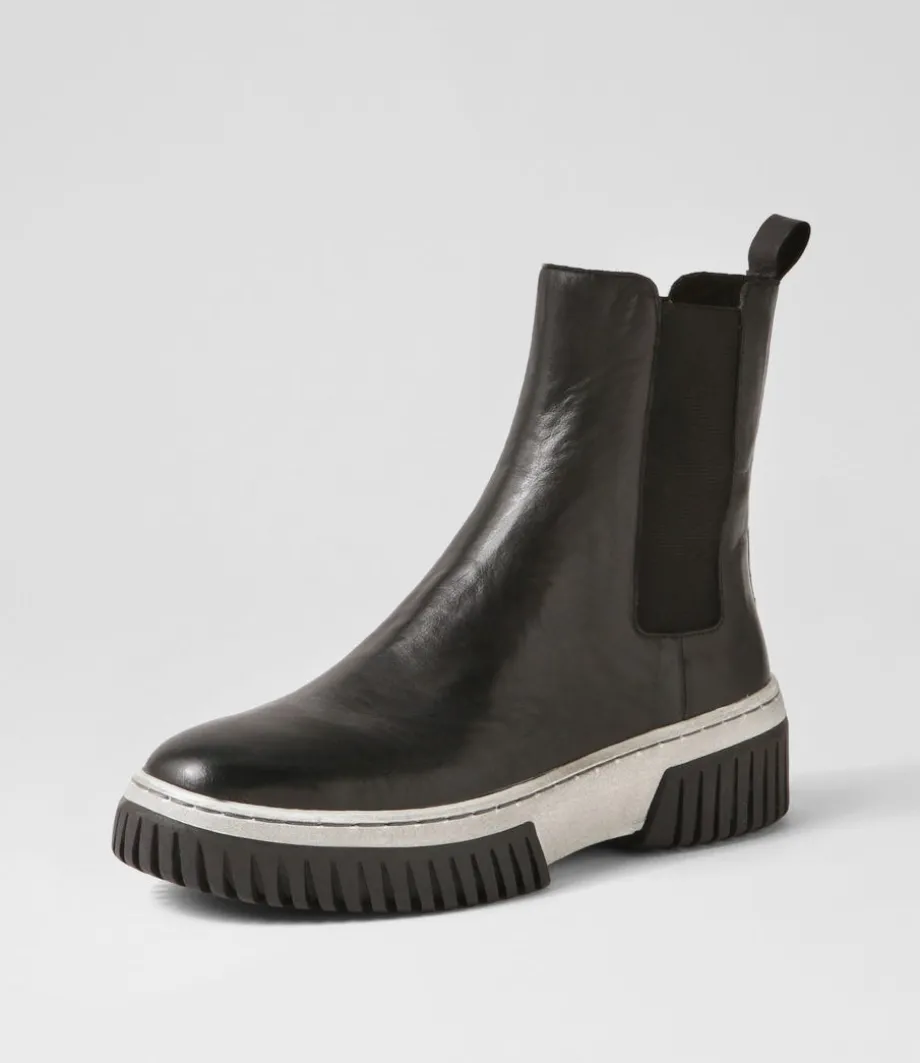 yaella_black_white_leather_chelsea_boots_1.webp Yaella Black White Leather Chelsea Boots<DJANGO & JULIETTE Best Sale