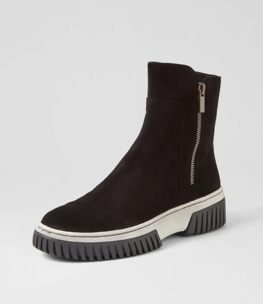 Yeliza Black White Suede Ankle Boots<DJANGO & JULIETTE Best Sale