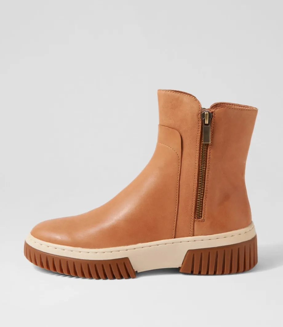 Yeliza Tan Vanilla Gum Sole Leather Ankle Boots<DJANGO & JULIETTE Best
