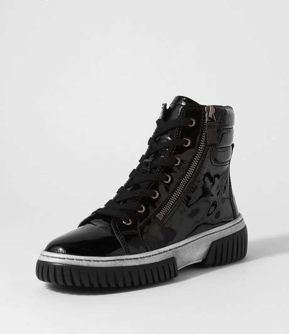 Yippie Black White Patent Ankle Boots<DJANGO & JULIETTE Hot