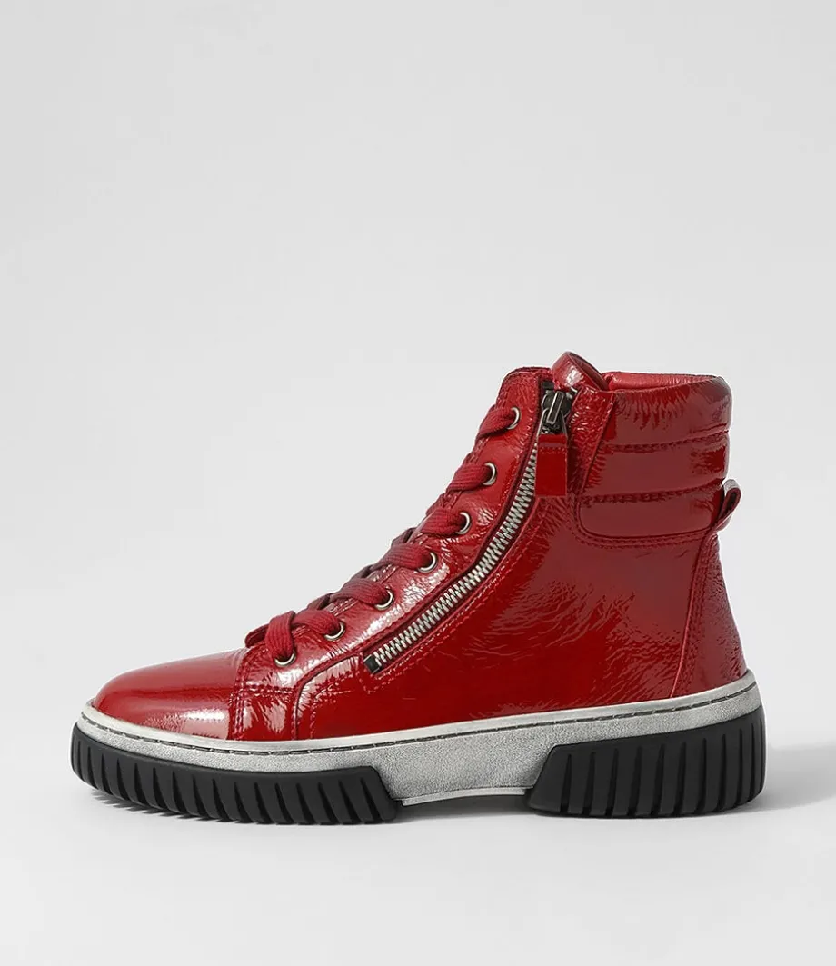 Yippie Dark Red White Patent Ankle Boots<DJANGO & JULIETTE Flash Sale