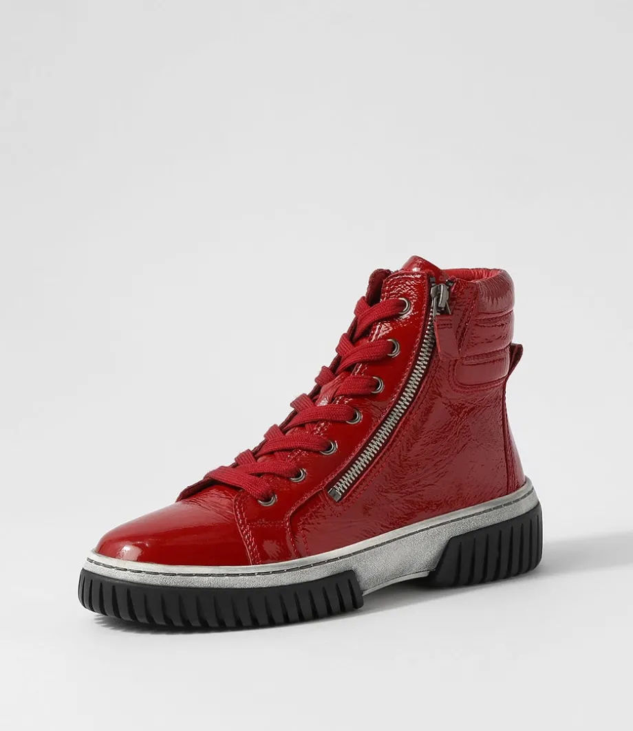 Yippie Dark Red White Patent Ankle Boots<DJANGO & JULIETTE Flash Sale