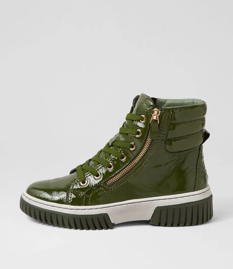 Yippie Khaki White Patent Ankle Boots<DJANGO & JULIETTE Sale