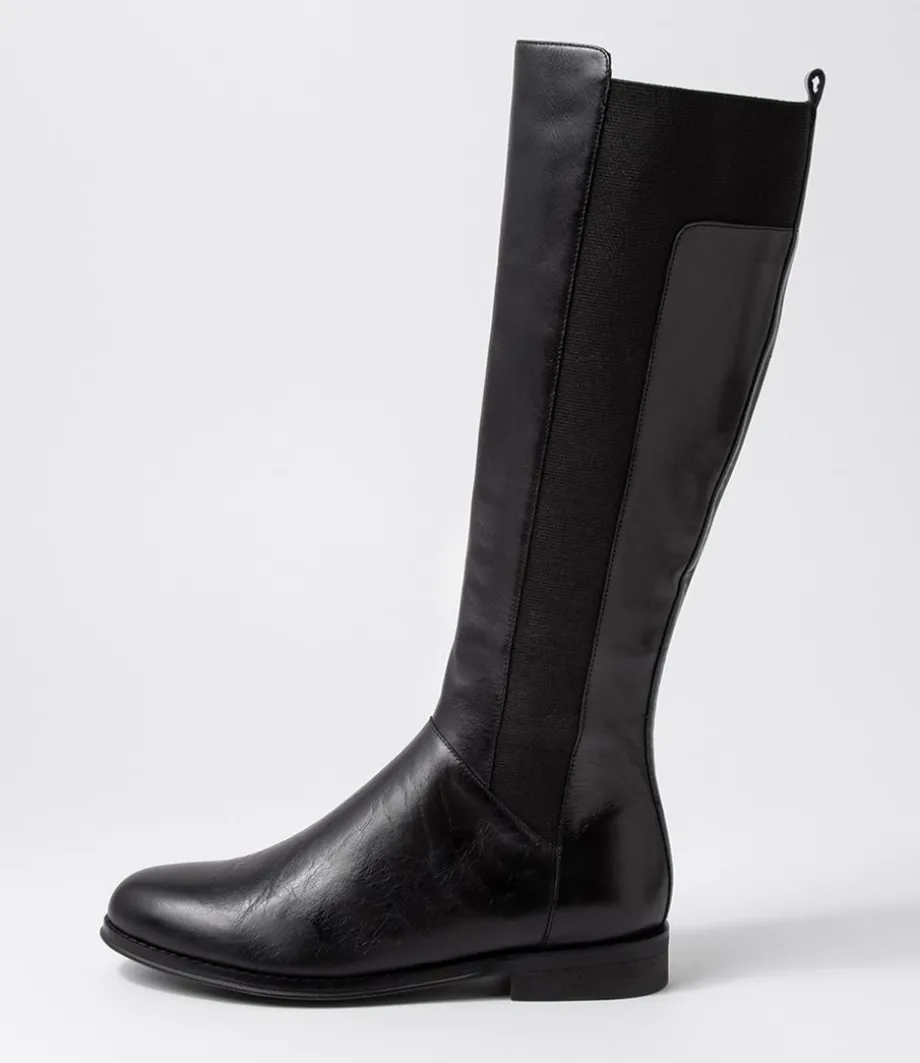 Youss Black Leather Knee High Boots<DJANGO & JULIETTE Clearance
