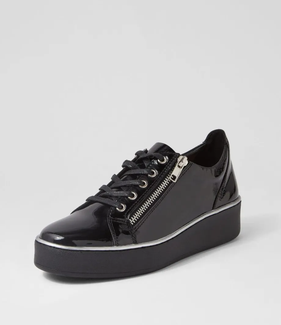 Zissy W Black Wrinkle Patent Sneakers<ZIERA Cheap